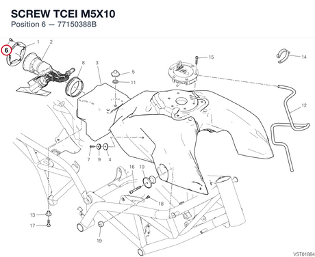 SCREW TCEI M5X10 77150388B diagram position