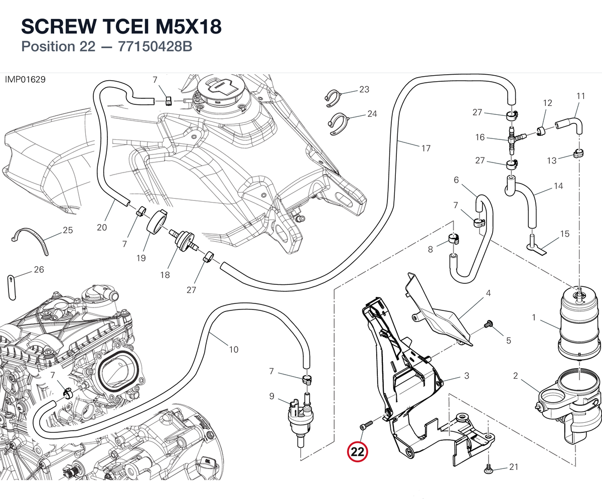 SCREW TCEI M5X18 77150428B diagram position