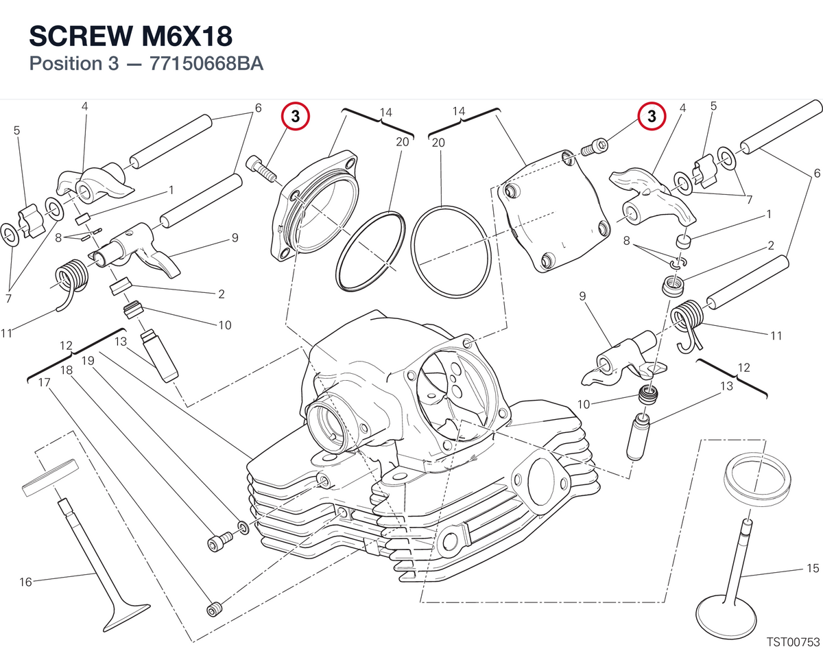 SCREW M6X18 77150668BA diagram position