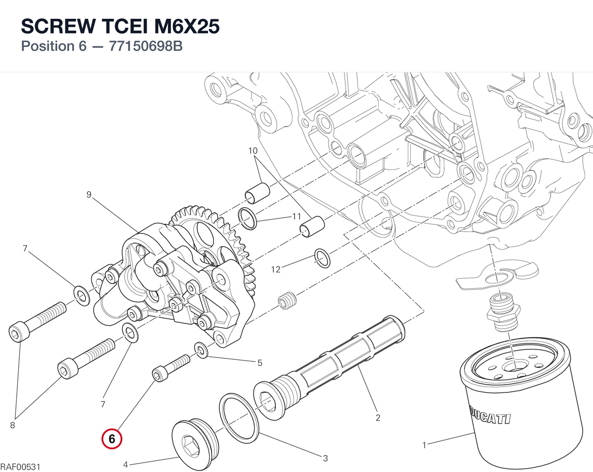 SCREW TCEI M6X25 77150698B diagram position