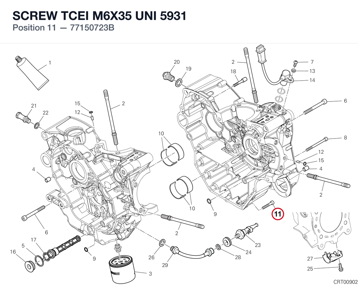 SCREW TCEI M6X35 UNI 5931 77150723B diagram position