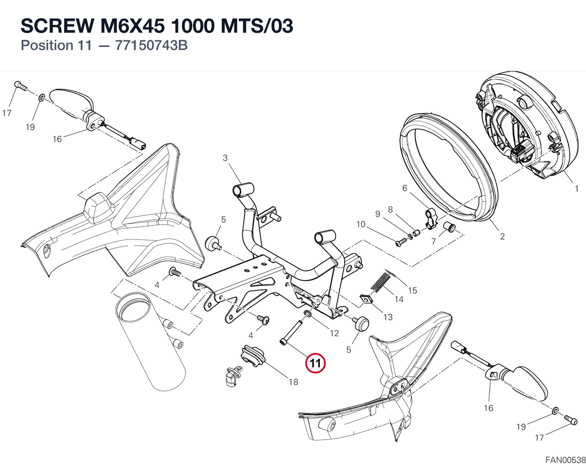 SCREW M6X45 1000 MTS/03 77150743B diagram position
