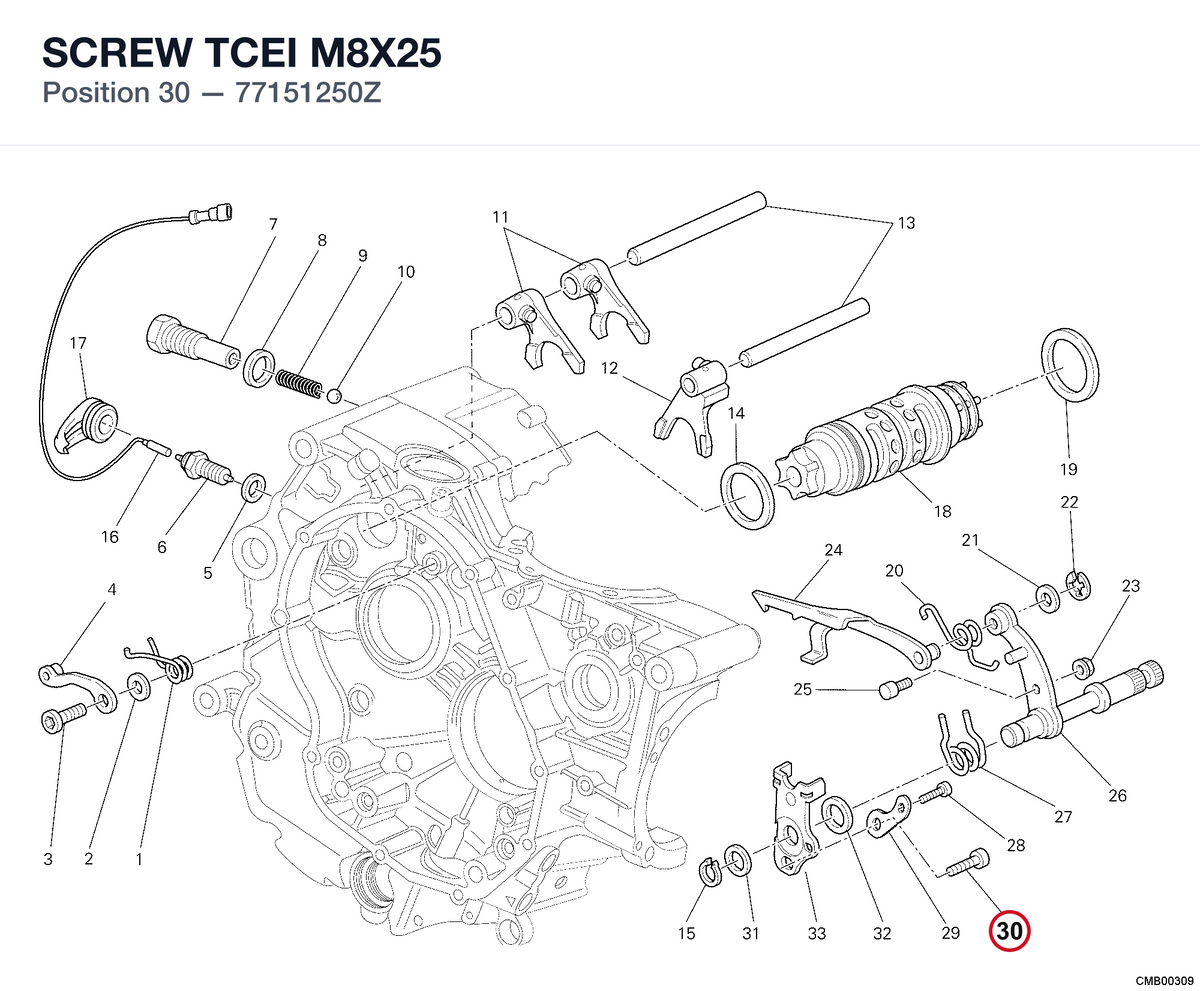 SCREW TCEI M8X25 77151250Z diagram position