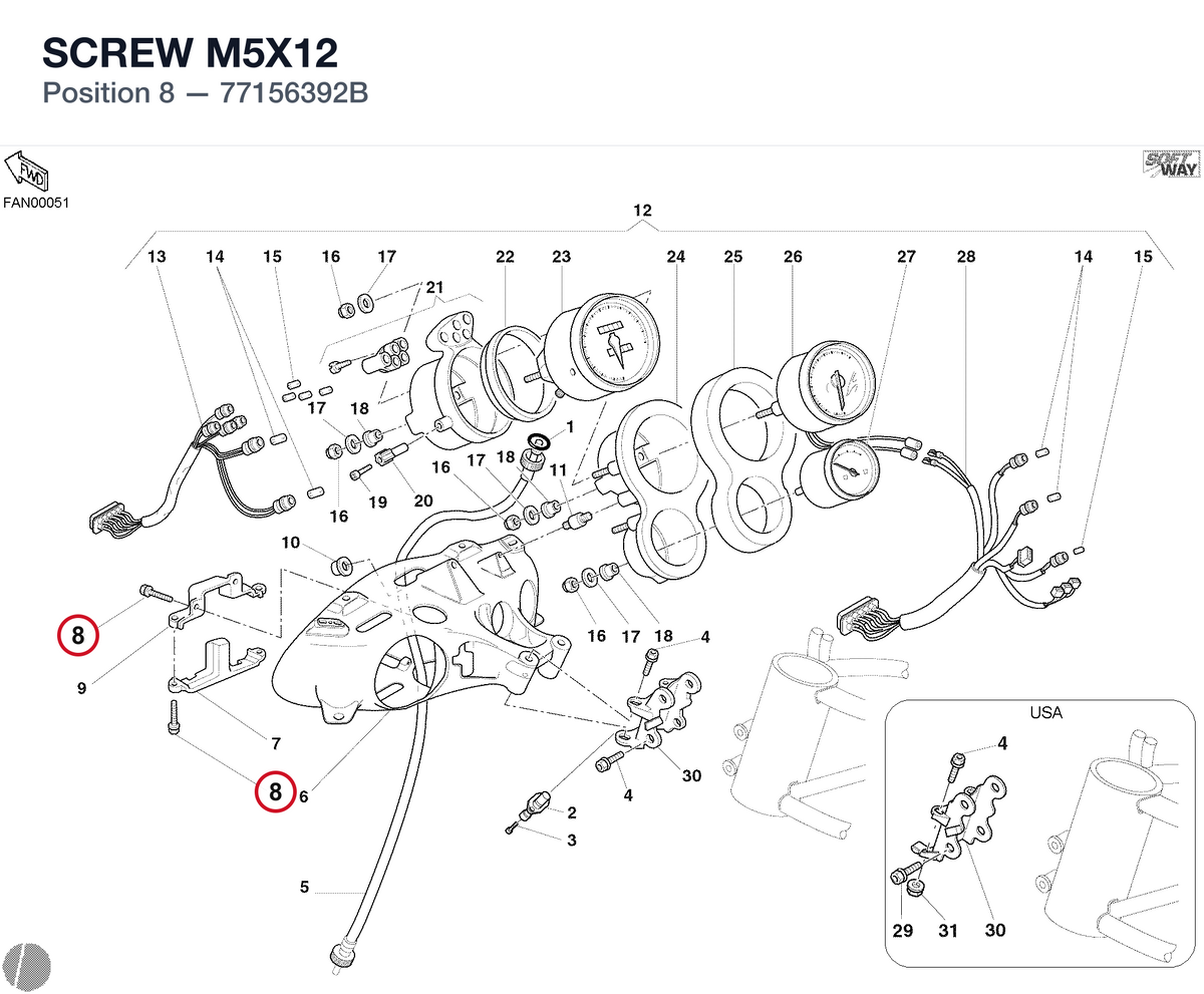 SCREW M5X12 77156392B diagram position