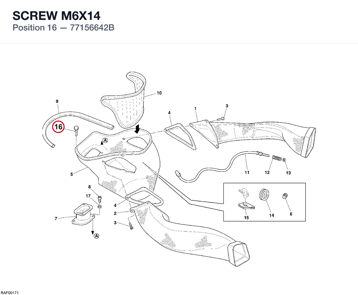 SCREW M6X14 77156642B diagram position