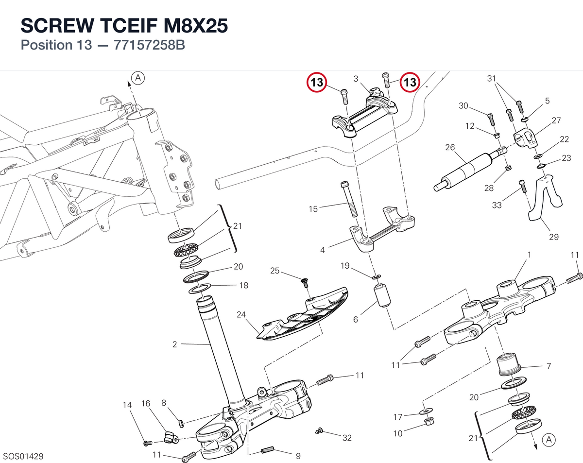 SCREW TCEIF M8X25 77157258B diagram position