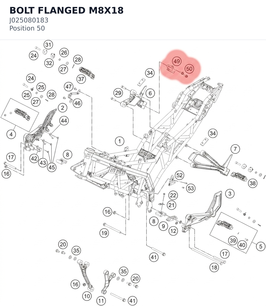 Diagram preview: BOLT FLANGED M8X18 (J025080183)