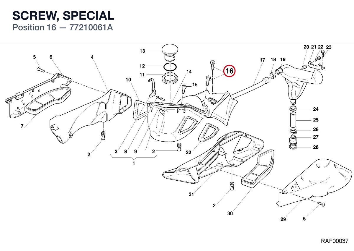 SCREW, SPECIAL 77210061A diagram position