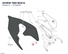 SCREW TBEI M5X18 77210861B diagram position