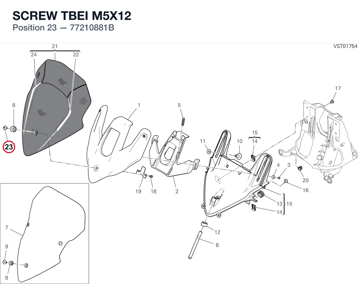 SCREW TBEI M5X12 77210881B diagram position