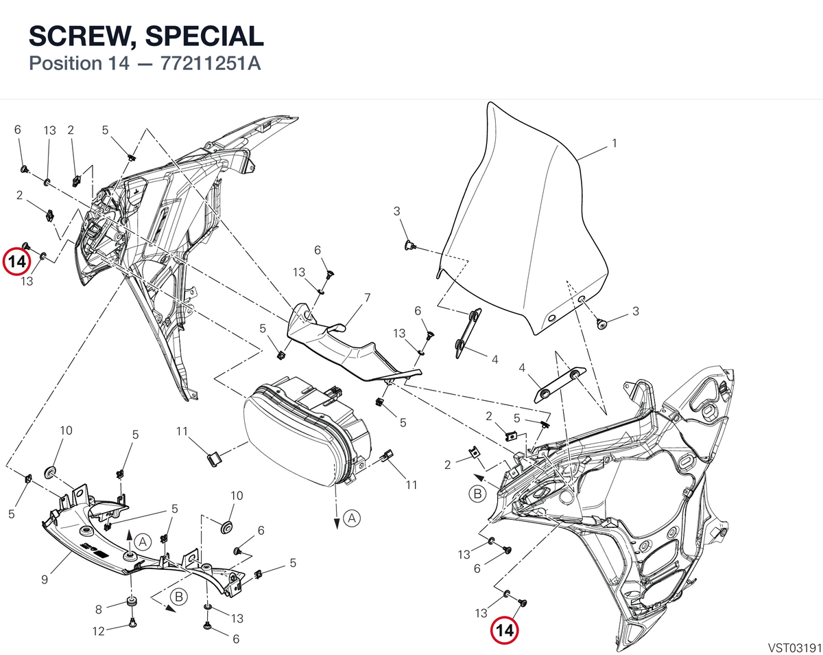 SCREW, SPECIAL 77211251A diagram position