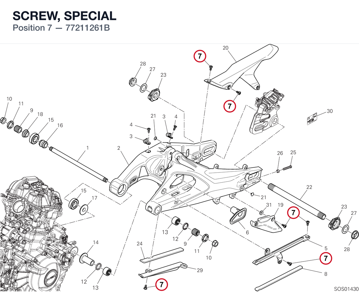 SCREW, SPECIAL 77211261B diagram position