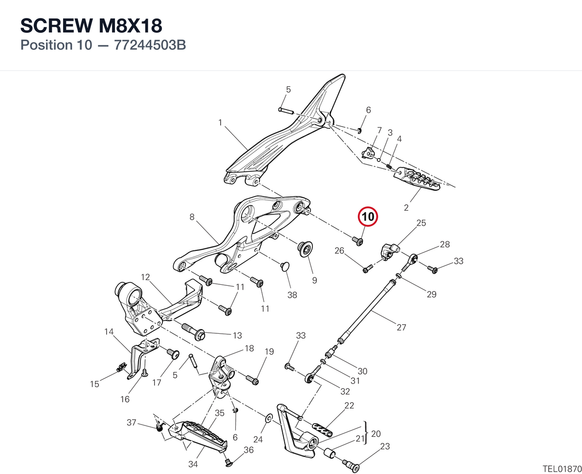 SCREW M8X18 77244503B diagram position