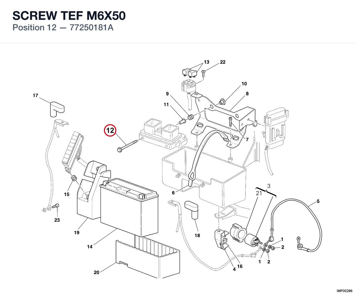 SCREW TEF M6X50 77250181A diagram position