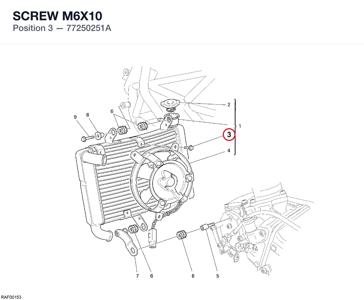 SCREW M6X10 77250251A diagram position