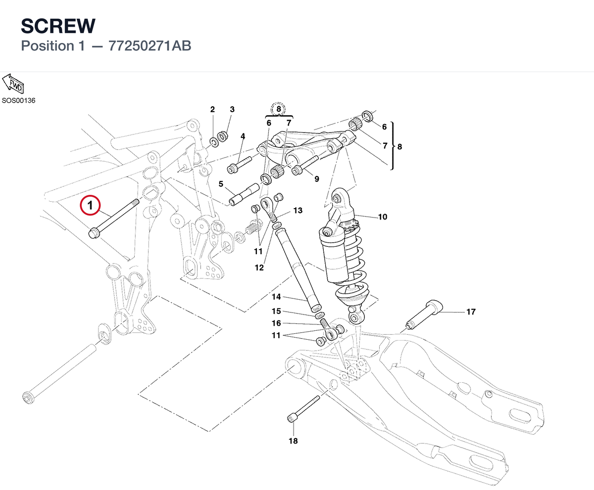 SCREW 77250271AB diagram position