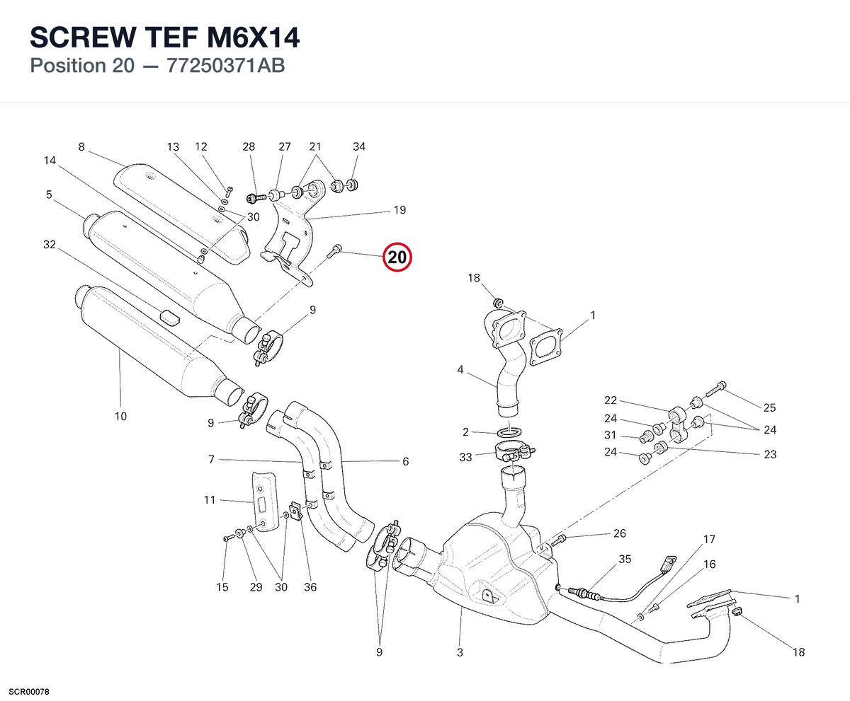 SCREW TEF M6X14 77250371AB diagram position