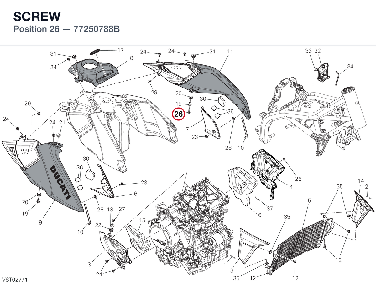 SCREW 77250788B diagram position