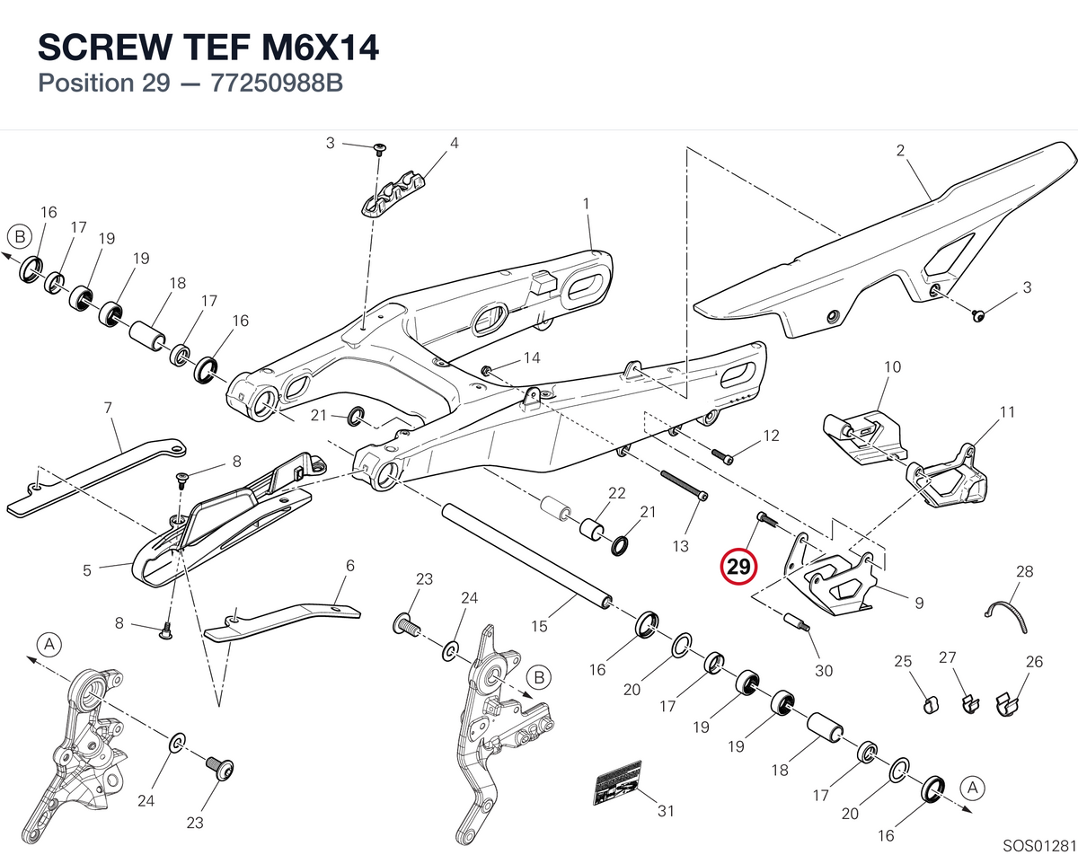 SCREW TEF M6X14 77250988B diagram position