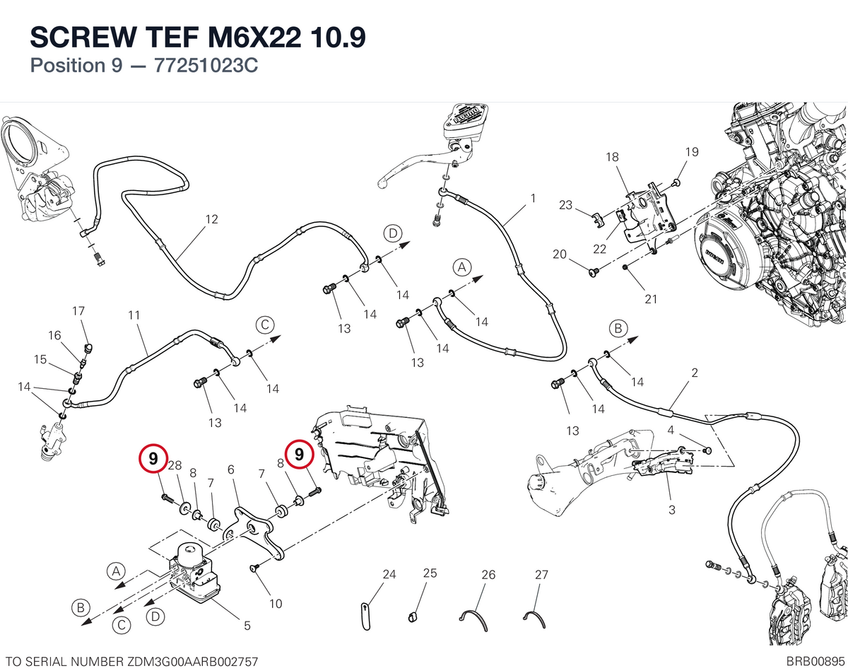 SCREW TEF M6X22 10.9 77251023C diagram position