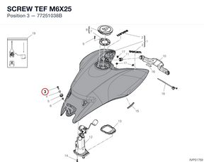 SCREW TEF M6X25 77251038B diagram position