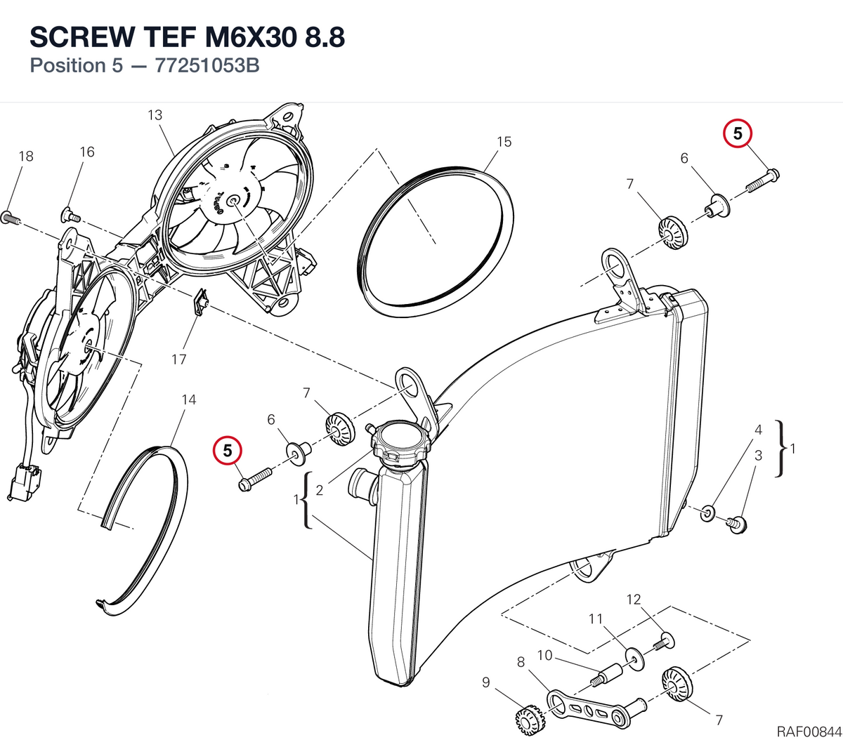 SCREW TEF M6X30 8.8 77251053B diagram position