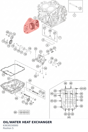 Diagram preview: OIL/WATER HEAT EXCHANGER (63638150000)