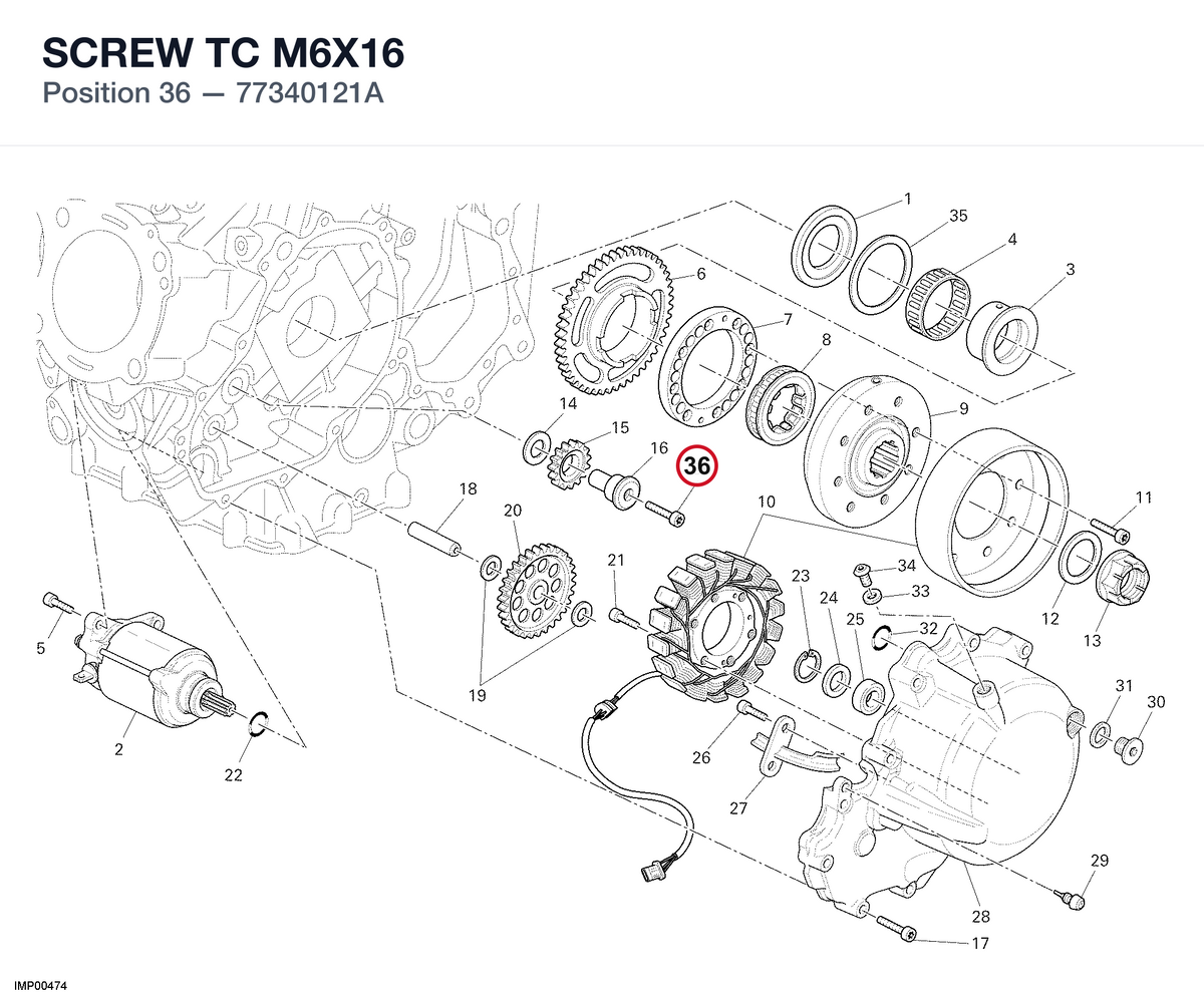 SCREW TC M6X16 77340121A diagram position