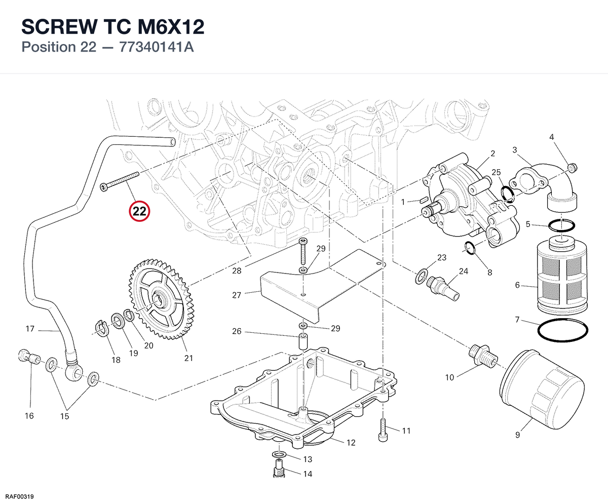 SCREW TC M6X12 77340141A diagram position