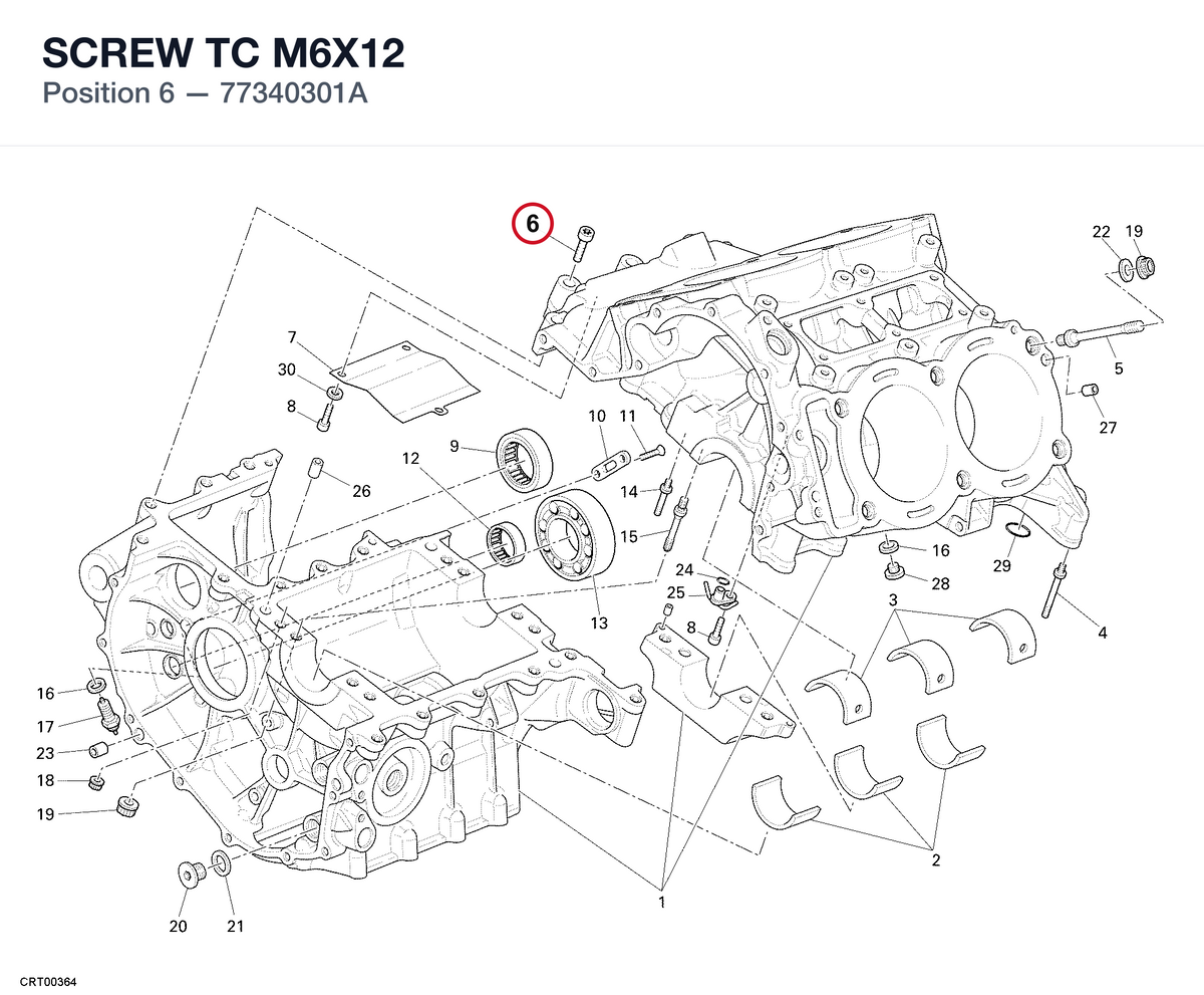 SCREW TC M6X12 77340301A diagram position
