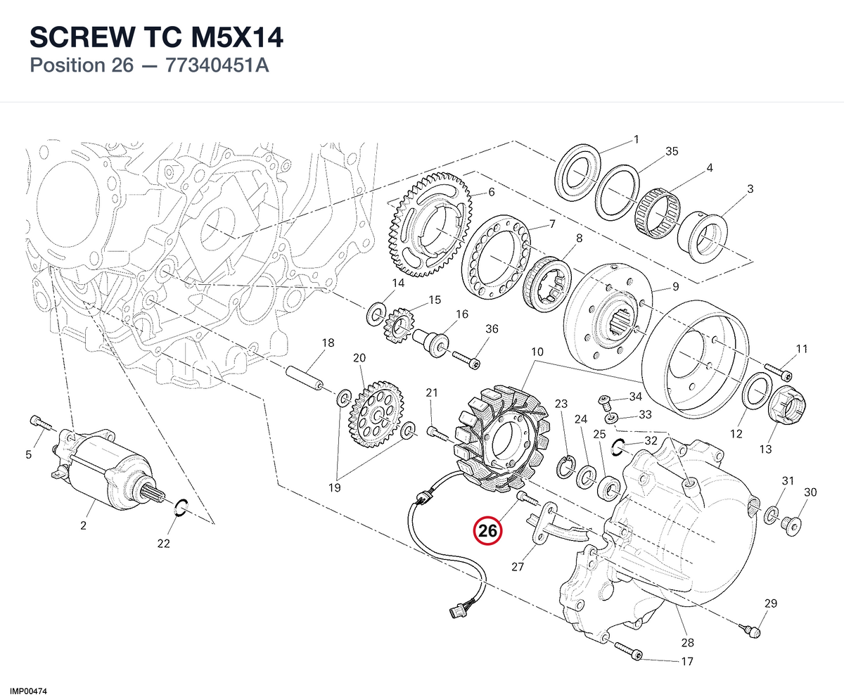SCREW TC M5X14 77340451A diagram position