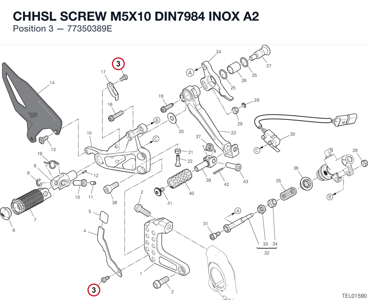 CHHSL SCREW M5X10 DIN7984 INOX A2 77350389E diagram position