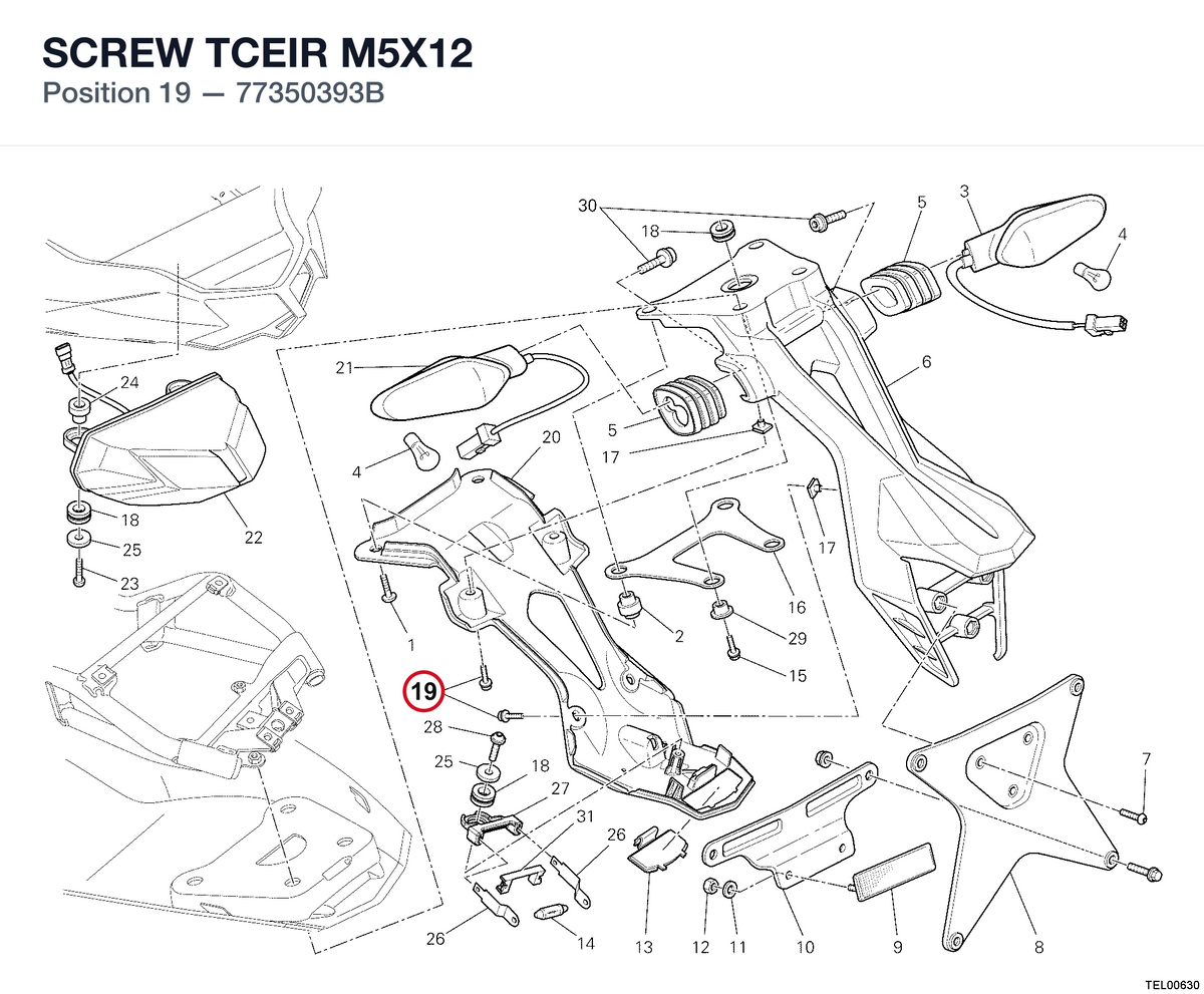 SCREW TCEIR M5X12 77350393B diagram position