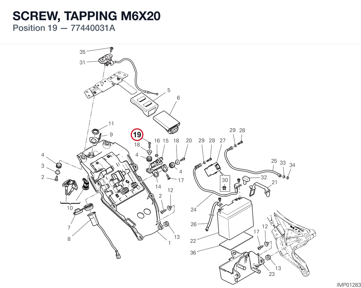 SCREW, TAPPING M6X20 77440031A diagram position