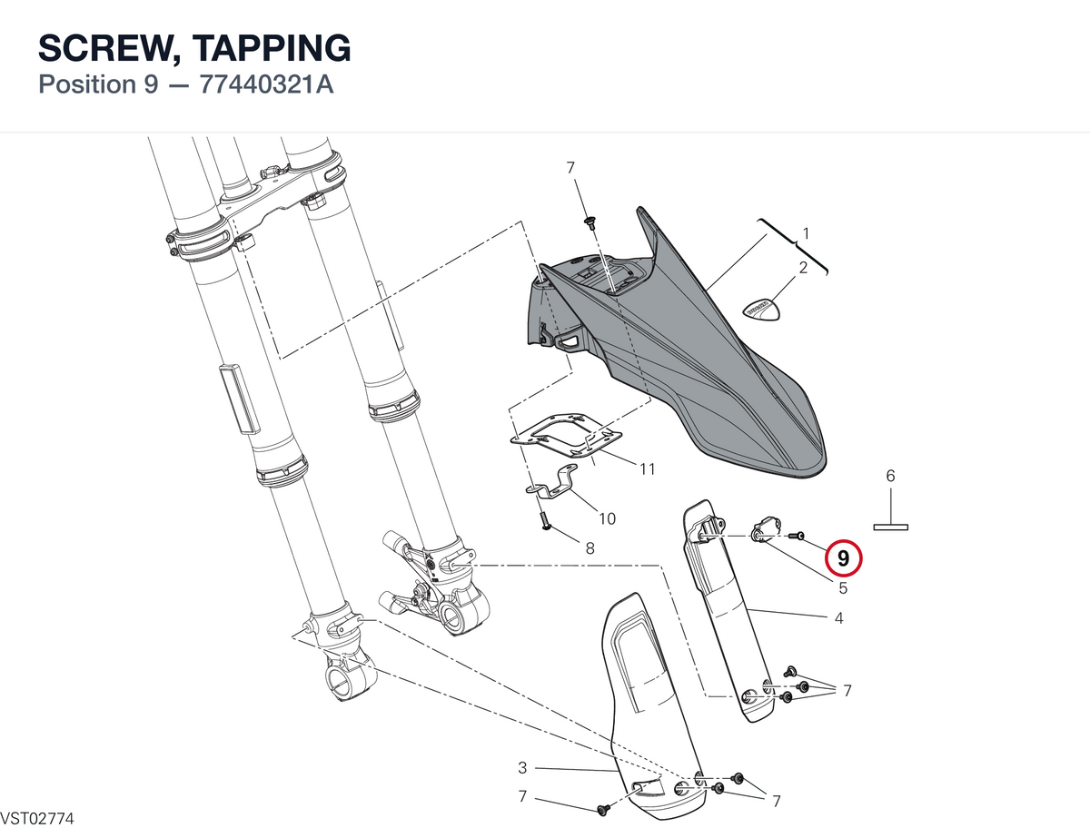 SCREW, TAPPING 77440321A diagram position