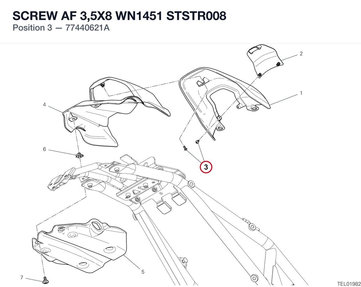 SCREW AF 3,5X8 WN1451 STSTR008 77440621A diagram position