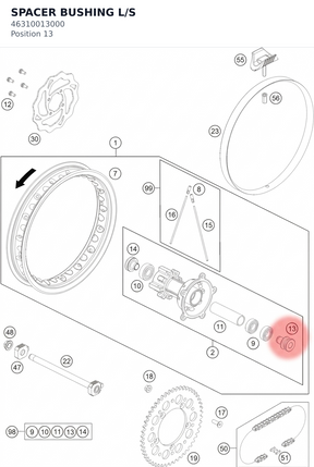 Diagram preview: SPACER BUSHING L/S (46310013000)