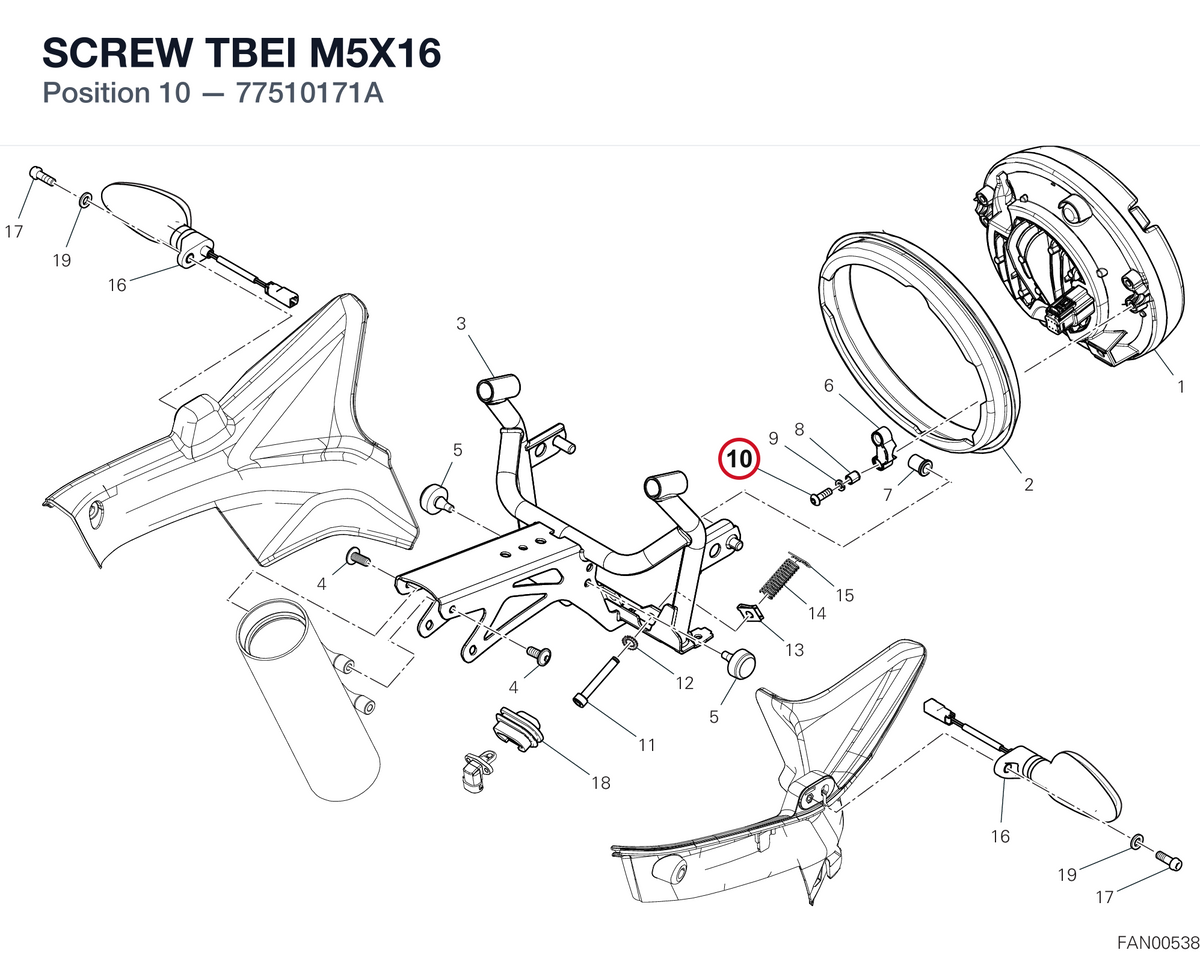 SCREW TBEI M5X16 77510171A diagram position