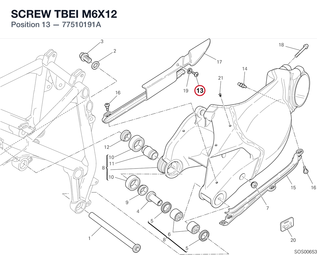 SCREW TBEI M6X12 77510191A diagram position