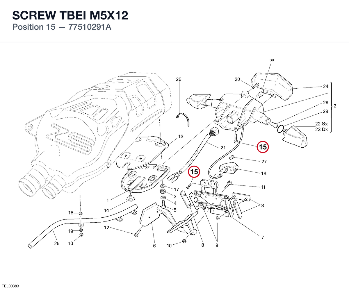 SCREW TBEI M5X12 77510291A diagram position