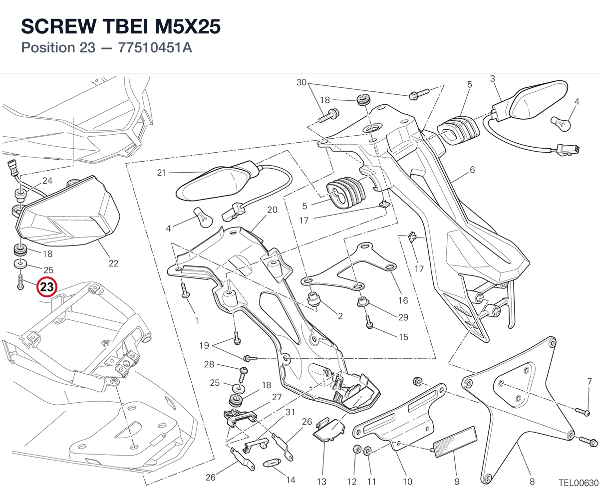 SCREW TBEI M5X25 77510451A diagram position