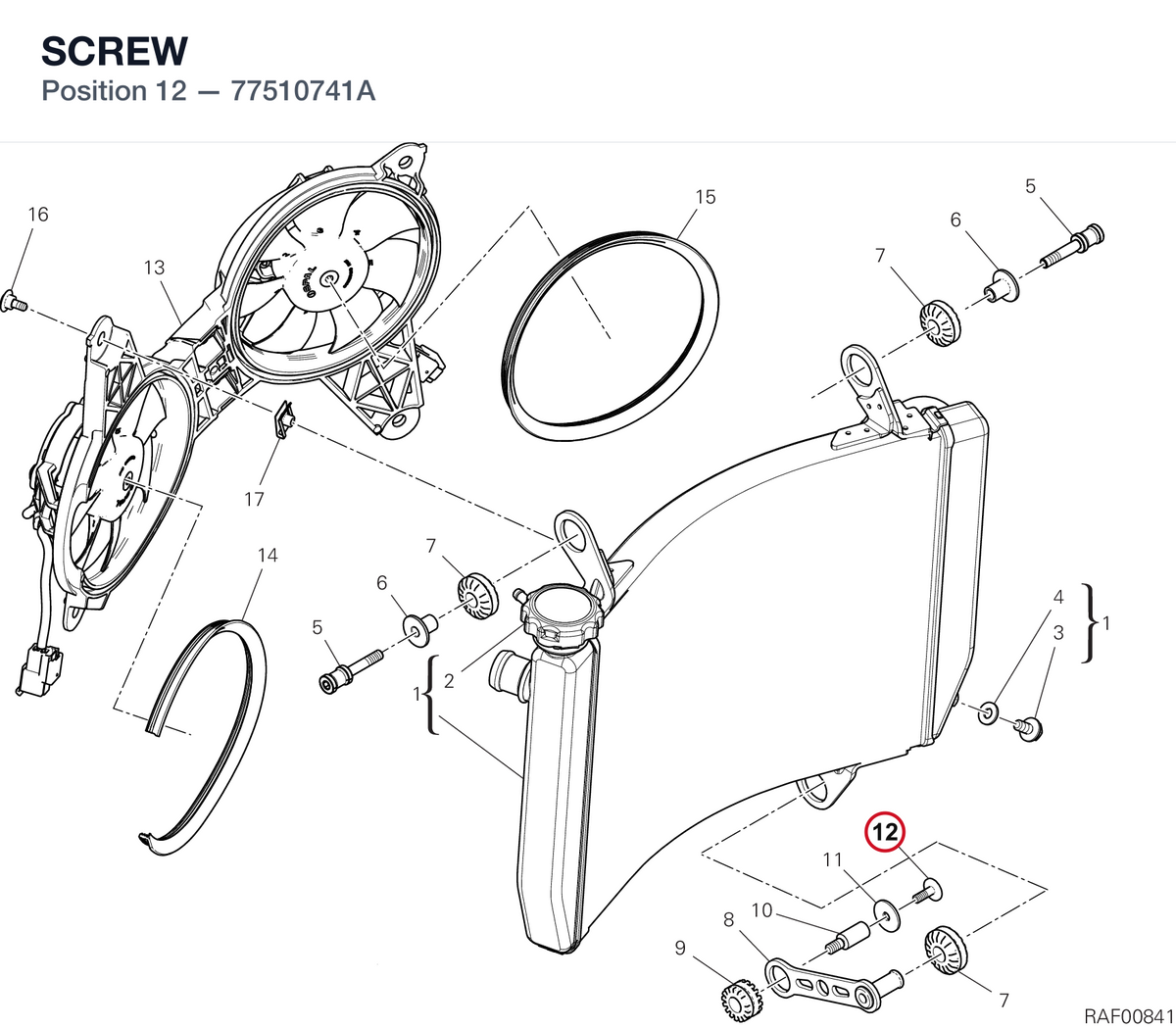 SCREW 77510741A diagram position