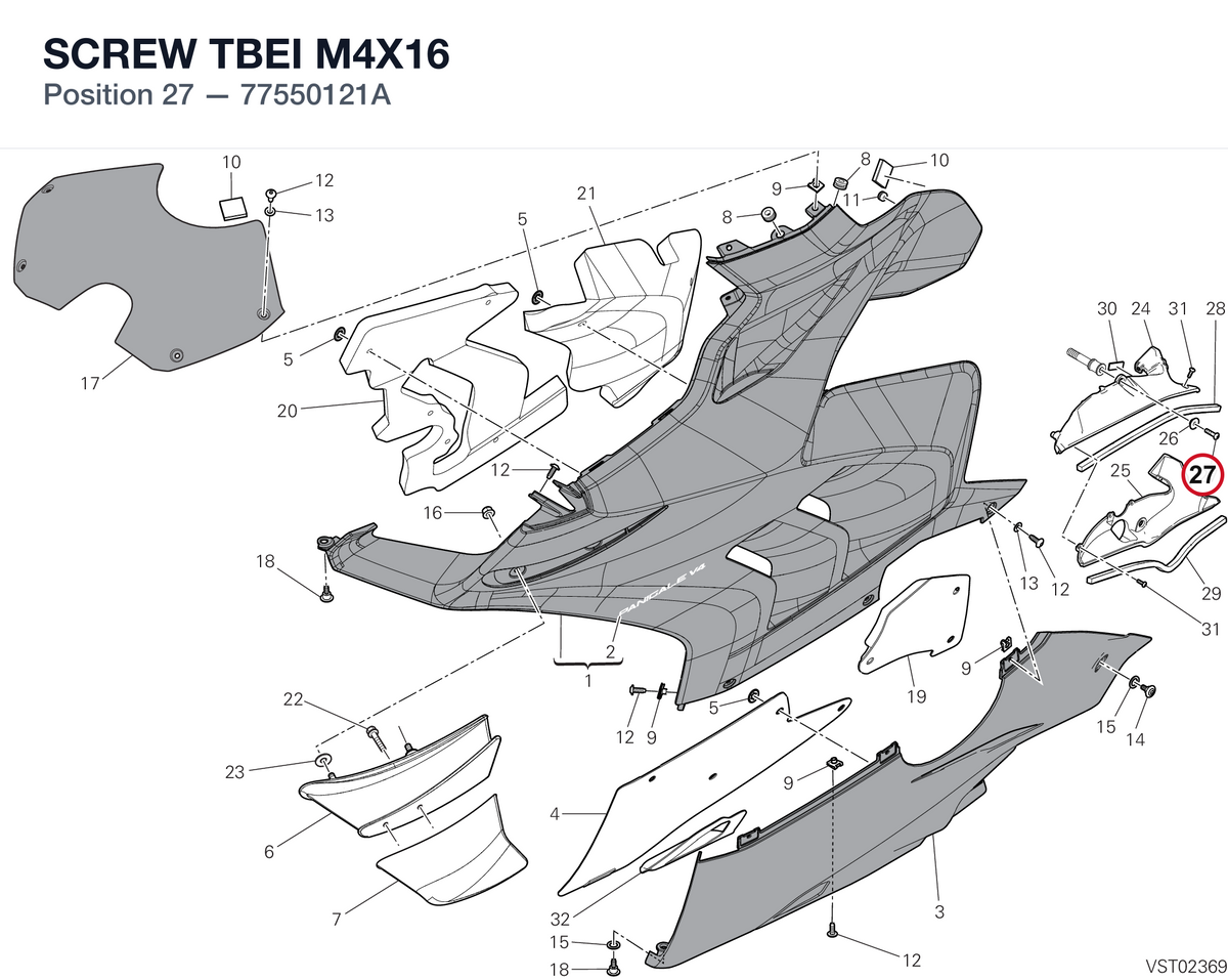 SCREW TBEI M4X16 77550121A diagram position