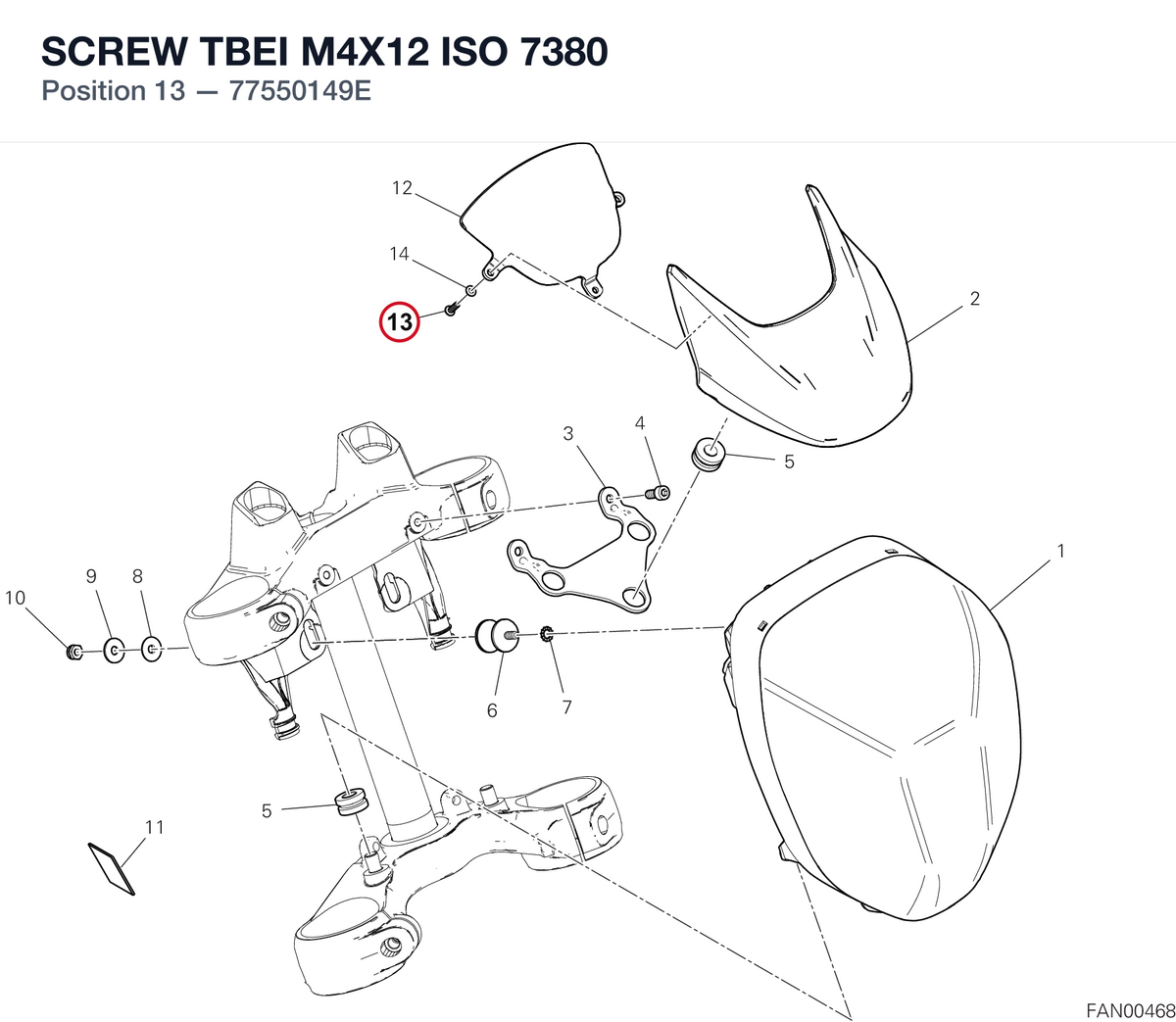 SCREW TBEI M4X12 ISO 7380 77550149E diagram position