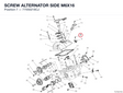 SCREW ALTERNATOR SIDE M6X16 77550218CJ diagram position