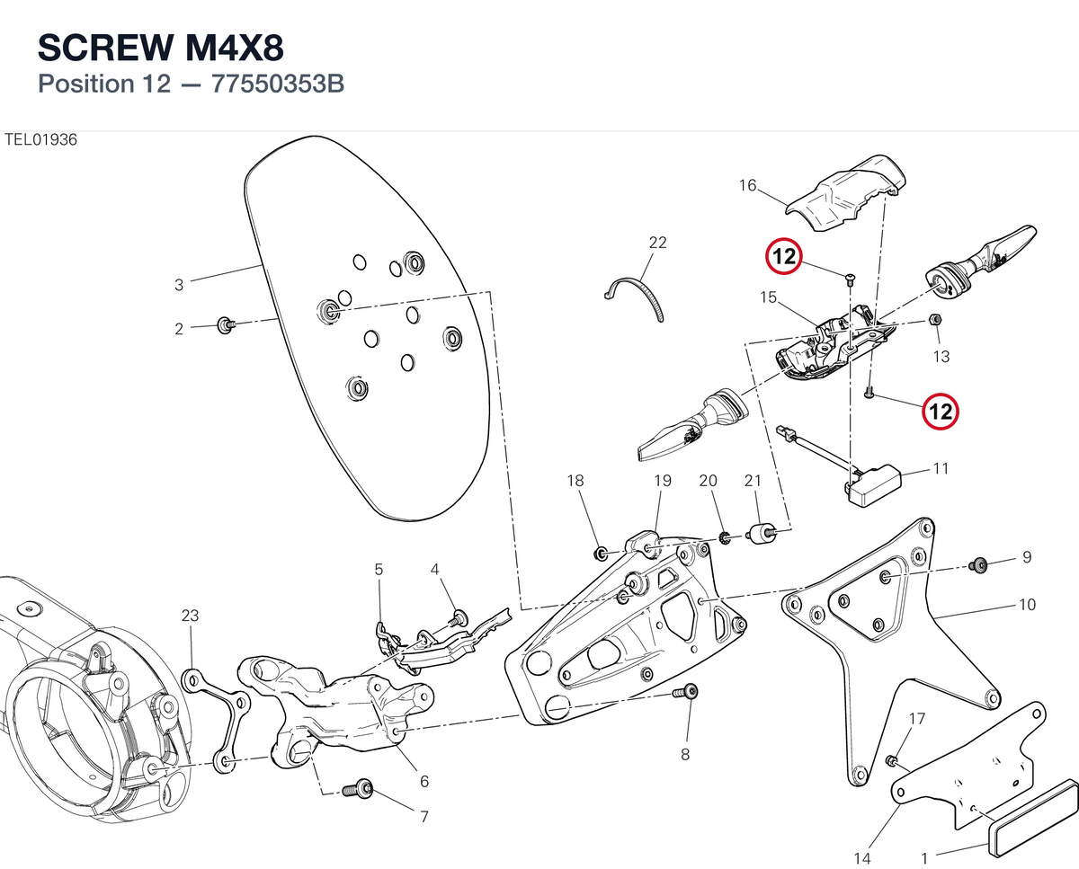 SCREW M4X8 77550353B diagram position