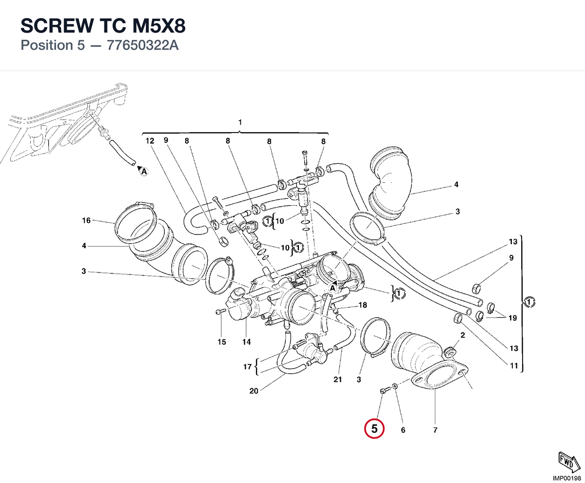 SCREW TC M5X8 77650322A diagram position