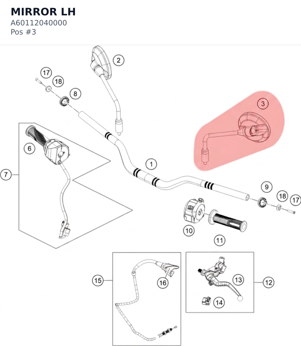 Diagram preview: MIRROR LH (A60112040000)