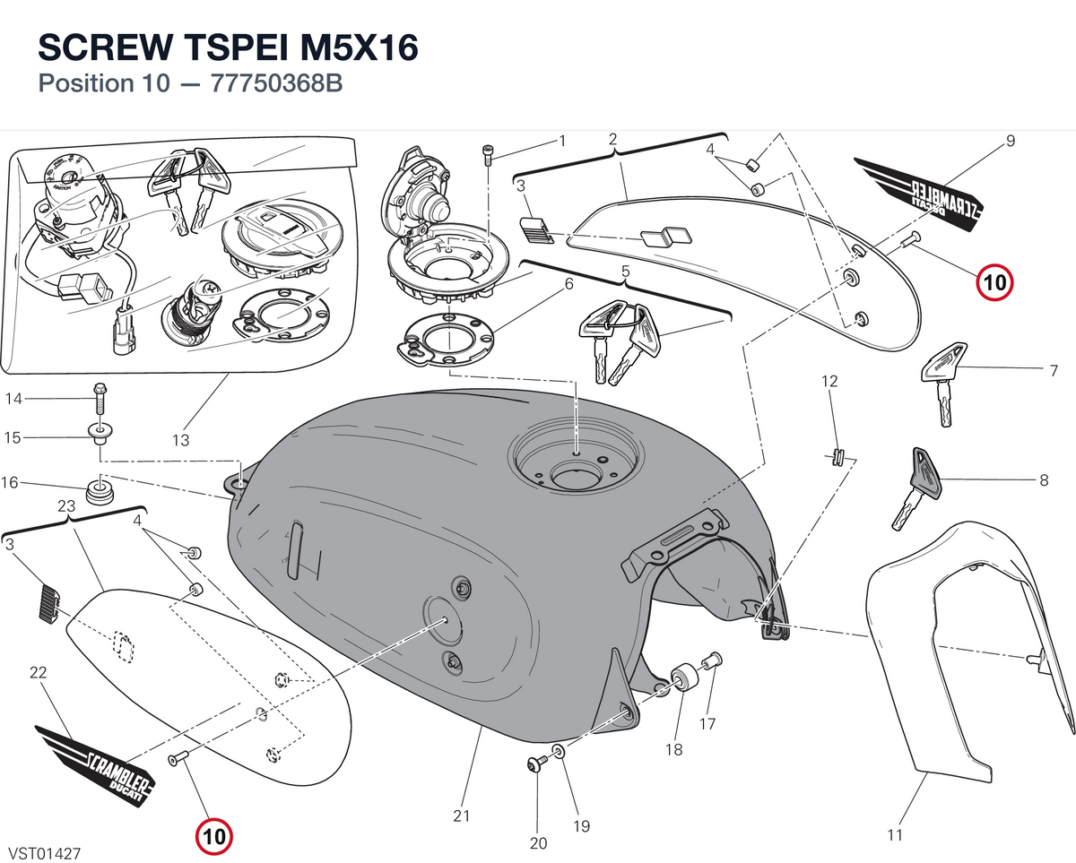 SCREW TSPEI M5X16 77750368B diagram position