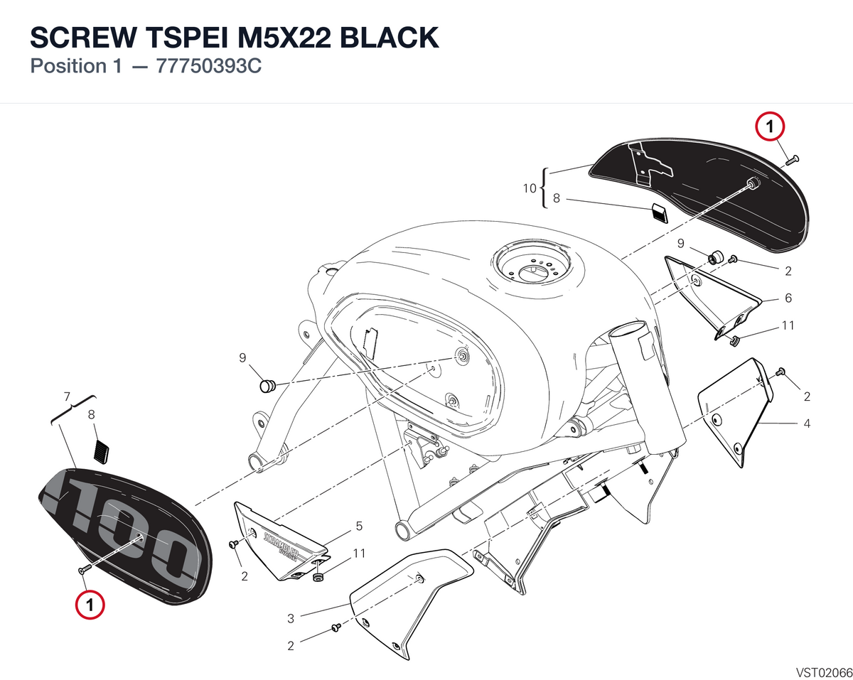 SCREW TSPEI M5X22 BLACK 77750393C diagram position